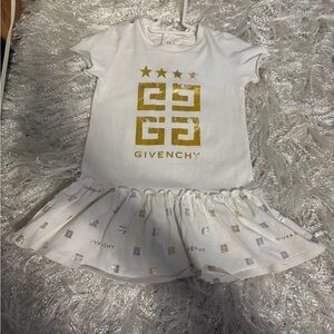 Givenchy White and Gold Logo Dress